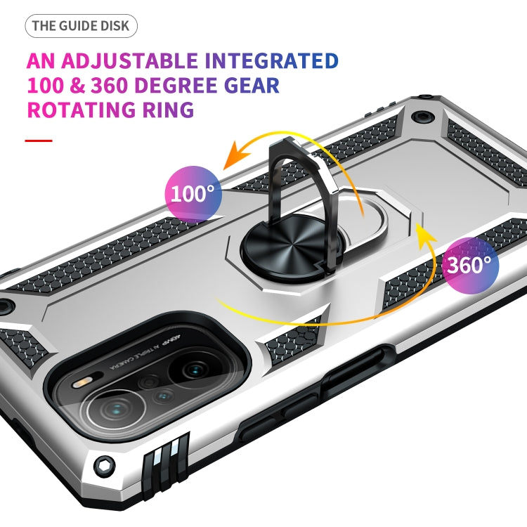 For Xiaomi Redmi K40 / K40 Pro Shockproof TPU + PC Protective Case with 360 Degree Rotating Holder(Silver) - Xiaomi Cases by buy2fix | Online Shopping UK | buy2fix