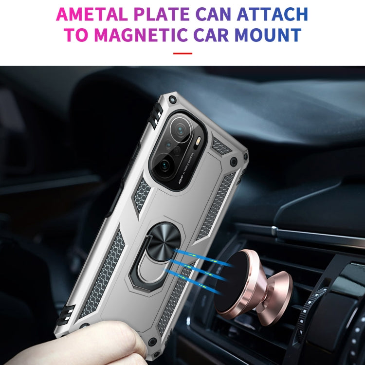 For Xiaomi Redmi K40 / K40 Pro Shockproof TPU + PC Protective Case with 360 Degree Rotating Holder(Silver) - Xiaomi Cases by buy2fix | Online Shopping UK | buy2fix