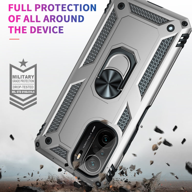 For Xiaomi Redmi K40 / K40 Pro Shockproof TPU + PC Protective Case with 360 Degree Rotating Holder(Silver) - Xiaomi Cases by buy2fix | Online Shopping UK | buy2fix