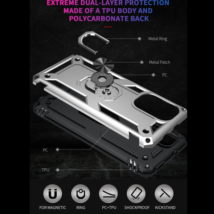 For Xiaomi Redmi K40 / K40 Pro Shockproof TPU + PC Protective Case with 360 Degree Rotating Holder(Silver) - Xiaomi Cases by buy2fix | Online Shopping UK | buy2fix