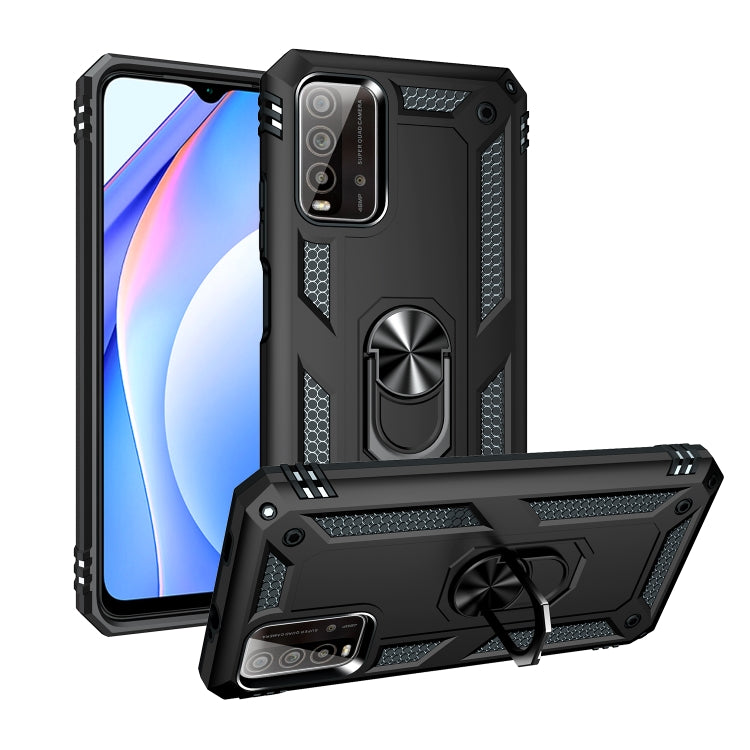 For Xiaomi Redmi Note 9 4G / 9T / 9 Power Shockproof TPU + PC Protective Case with 360 Degree Rotating Holder(Black) by buy2fix