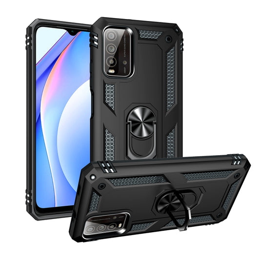 For Xiaomi Redmi Note 9 4G / 9T / 9 Power Shockproof TPU + PC Protective Case with 360 Degree Rotating Holder(Black) by buy2fix