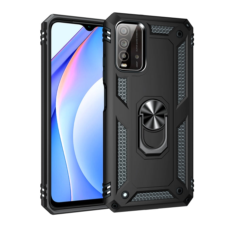 For Xiaomi Redmi Note 9 4G / 9T / 9 Power Shockproof TPU + PC Protective Case with 360 Degree Rotating Holder(Black) by buy2fix