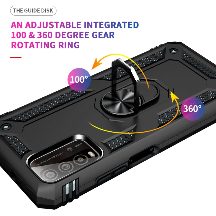 For Xiaomi Redmi Note 9 4G / 9T / 9 Power Shockproof TPU + PC Protective Case with 360 Degree Rotating Holder(Black) by buy2fix