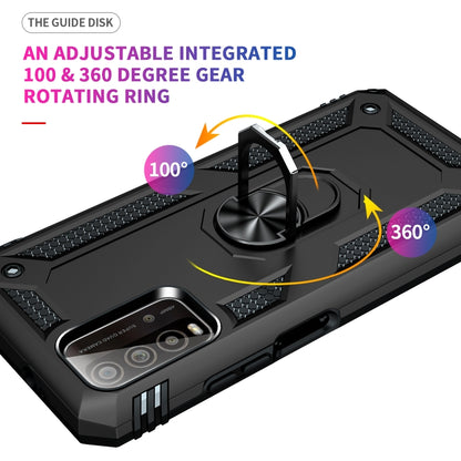 For Xiaomi Redmi Note 9 4G / 9T / 9 Power Shockproof TPU + PC Protective Case with 360 Degree Rotating Holder(Black) by buy2fix