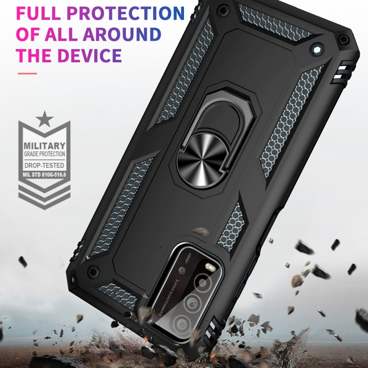 For Xiaomi Redmi Note 9 4G / 9T / 9 Power Shockproof TPU + PC Protective Case with 360 Degree Rotating Holder(Black) by buy2fix