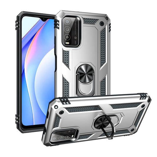 For Xiaomi Redmi Note 9 4G / 9T / 9 Power Shockproof TPU + PC Protective Case with 360 Degree Rotating Holder(Silver) - Xiaomi Cases by buy2fix | Online Shopping UK | buy2fix