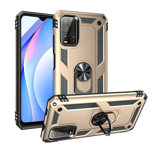 For Xiaomi Redmi Note 9 4G / 9T / 9 Power Shockproof TPU + PC Protective Case with 360 Degree Rotating Holder(Gold) - Xiaomi Cases by buy2fix | Online Shopping UK | buy2fix