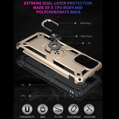 For Xiaomi Redmi Note 9 4G / 9T / 9 Power Shockproof TPU + PC Protective Case with 360 Degree Rotating Holder(Gold) - Xiaomi Cases by buy2fix | Online Shopping UK | buy2fix
