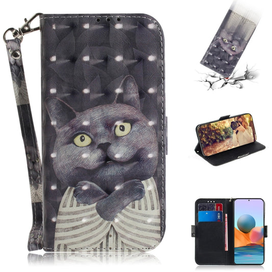 For Xiaomi Redmi Note 10 Pro 3D Painted Pattern Magnetic Attraction Horizontal Flip Leather Case with Holder & Card Slot & Wallet & Lanyard(Embrace Cat) - Xiaomi Cases by buy2fix | Online Shopping UK | buy2fix