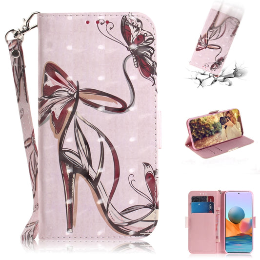 For Xiaomi Redmi Note 10 Pro 3D Painted Pattern Magnetic Attraction Horizontal Flip Leather Case with Holder & Card Slot & Wallet & Lanyard(Butterfly High Heels) - Xiaomi Cases by buy2fix | Online Shopping UK | buy2fix