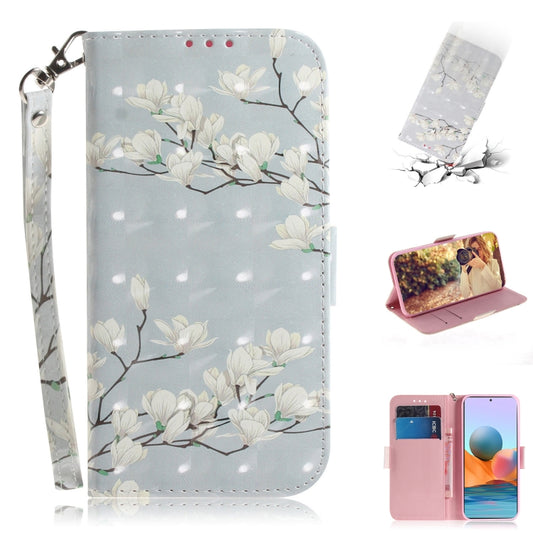 For Xiaomi Redmi Note 10 Pro 3D Painted Pattern Magnetic Attraction Horizontal Flip Leather Case with Holder & Card Slot & Wallet & Lanyard(Magnolia) - Xiaomi Cases by buy2fix | Online Shopping UK | buy2fix