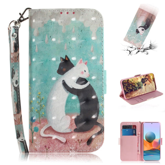For Xiaomi Redmi Note 10 Pro 3D Painted Pattern Magnetic Attraction Horizontal Flip Leather Case with Holder & Card Slot & Wallet & Lanyard(Black White Cat) - Xiaomi Cases by buy2fix | Online Shopping UK | buy2fix