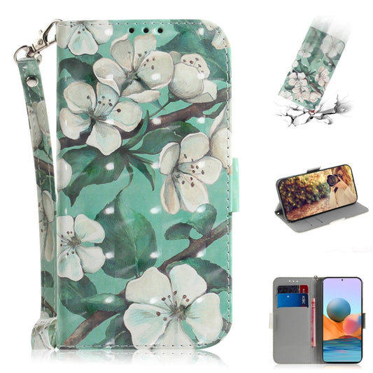 For Xiaomi Redmi Note 10 Pro 3D Painted Pattern Magnetic Attraction Horizontal Flip Leather Case with Holder & Card Slot & Wallet & Lanyard(Watercolor Flowers) - Xiaomi Cases by buy2fix | Online Shopping UK | buy2fix