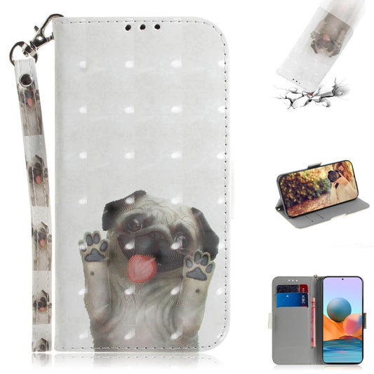 For Xiaomi Redmi Note 10 Pro 3D Painted Pattern Magnetic Attraction Horizontal Flip Leather Case with Holder & Card Slot & Wallet & Lanyard(Pekingese Dag) - Xiaomi Cases by buy2fix | Online Shopping UK | buy2fix