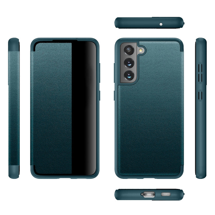 For Samsung Galaxy S21 FE Shockproof Horizontal Flip Plain Leather Phone Case(Orange) by buy2fix