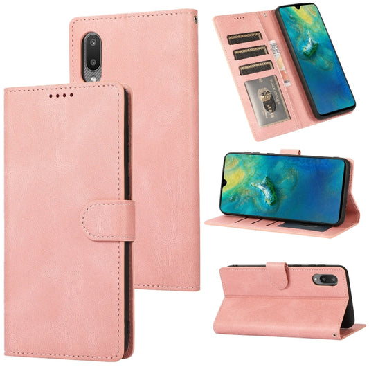 For Samsung Galaxy A02 (EU Version) Fantasy Classic Skin-feel Calfskin Texture Magnetic Buckle Horizontal Flip PU Leather Case with Holder & Card Slot & Wallet(Rose Gold) by buy2fix