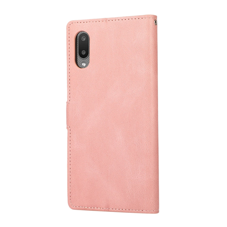 For Samsung Galaxy A02 (EU Version) Fantasy Classic Skin-feel Calfskin Texture Magnetic Buckle Horizontal Flip PU Leather Case with Holder & Card Slot & Wallet(Rose Gold) by buy2fix