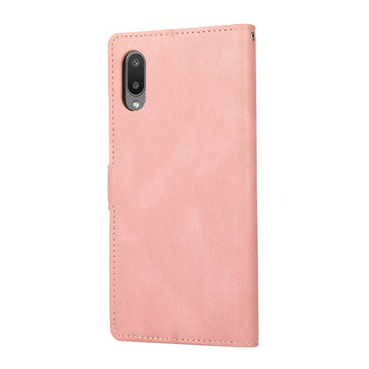 For Samsung Galaxy A02 (EU Version) Fantasy Classic Skin-feel Calfskin Texture Magnetic Buckle Horizontal Flip PU Leather Case with Holder & Card Slot & Wallet(Rose Gold) by buy2fix