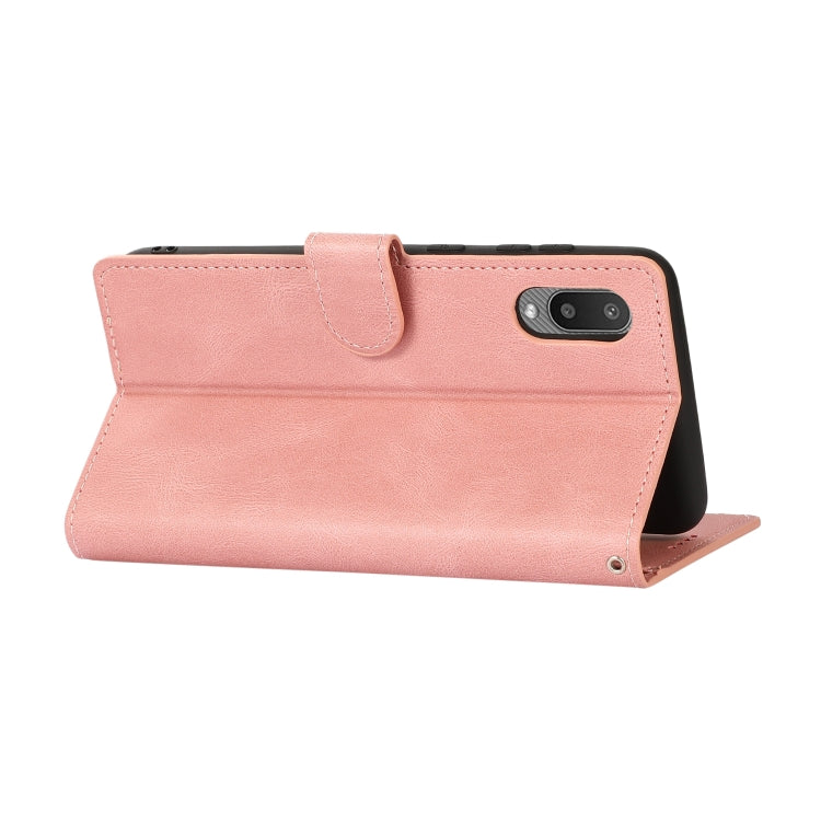 For Samsung Galaxy A02 (EU Version) Fantasy Classic Skin-feel Calfskin Texture Magnetic Buckle Horizontal Flip PU Leather Case with Holder & Card Slot & Wallet(Rose Gold) by buy2fix