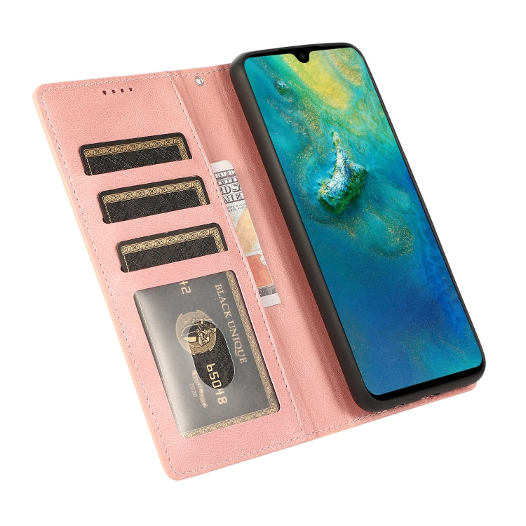 For Samsung Galaxy A02 (EU Version) Fantasy Classic Skin-feel Calfskin Texture Magnetic Buckle Horizontal Flip PU Leather Case with Holder & Card Slot & Wallet(Rose Gold) by buy2fix