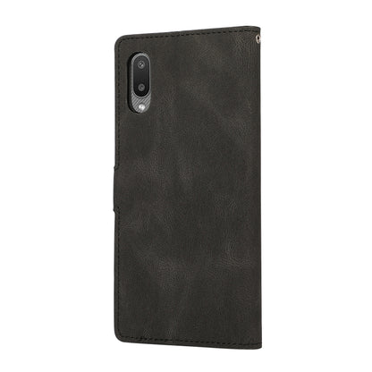 For Samsung Galaxy A02 (EU Version) Fantasy Classic Skin-feel Calfskin Texture Magnetic Buckle Horizontal Flip PU Leather Case with Holder & Card Slot & Wallet(Black) by buy2fix