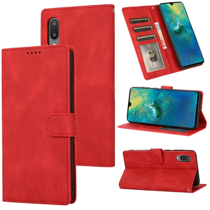 For Samsung Galaxy A02 (EU Version) Fantasy Classic Skin-feel Calfskin Texture Magnetic Buckle Horizontal Flip PU Leather Case with Holder & Card Slot & Wallet(Red) by buy2fix