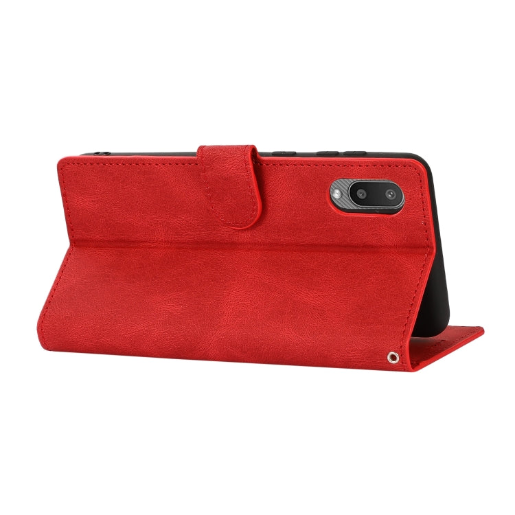 For Samsung Galaxy A02 (EU Version) Fantasy Classic Skin-feel Calfskin Texture Magnetic Buckle Horizontal Flip PU Leather Case with Holder & Card Slot & Wallet(Red) by buy2fix