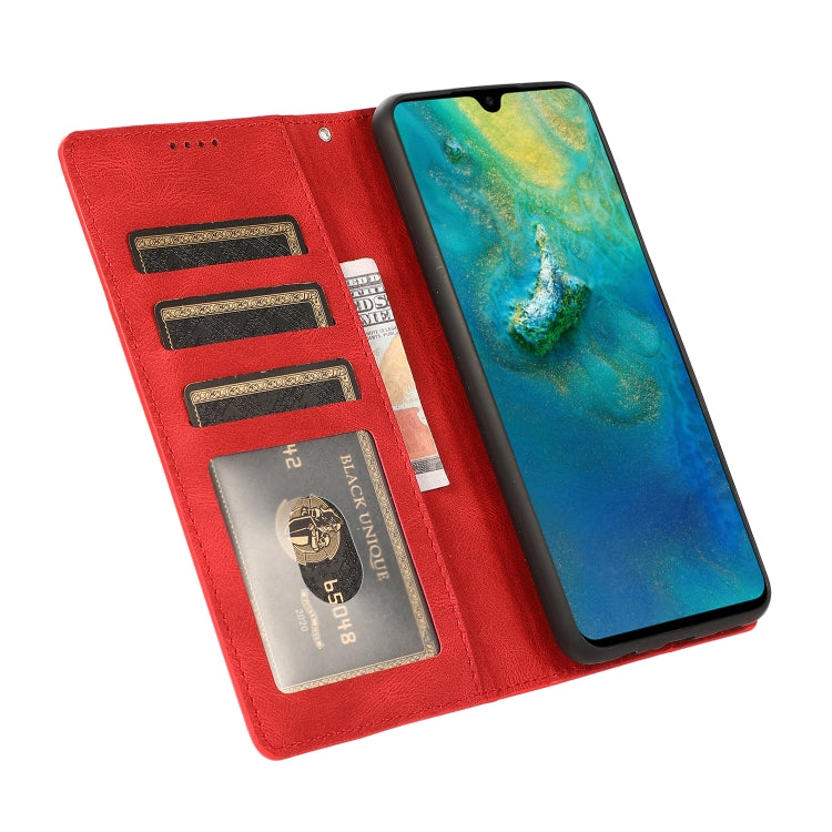 For Samsung Galaxy A02 (EU Version) Fantasy Classic Skin-feel Calfskin Texture Magnetic Buckle Horizontal Flip PU Leather Case with Holder & Card Slot & Wallet(Red) by buy2fix