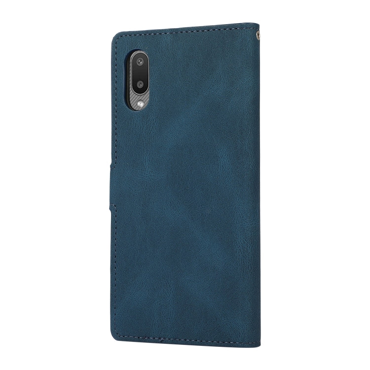 For Samsung Galaxy A02 (EU Version) Fantasy Classic Skin-feel Calfskin Texture Magnetic Buckle Horizontal Flip PU Leather Case with Holder & Card Slot & Wallet(Blue) by buy2fix