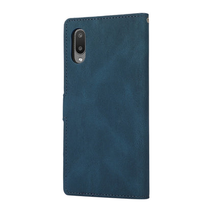 For Samsung Galaxy A02 (EU Version) Fantasy Classic Skin-feel Calfskin Texture Magnetic Buckle Horizontal Flip PU Leather Case with Holder & Card Slot & Wallet(Blue) by buy2fix