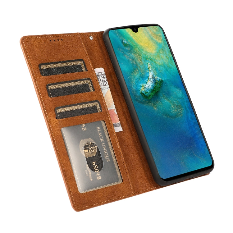 For Samsung Galaxy A02 (EU Version) Fantasy Classic Skin-feel Calfskin Texture Magnetic Buckle Horizontal Flip PU Leather Case with Holder & Card Slot & Wallet(Brown) by buy2fix