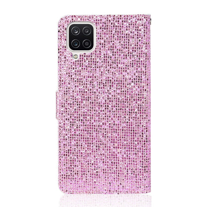 For Samsung Galaxy A12 Glitter Powder Horizontal Flip Leather Case with Card Slots & Holder & Lanyard(Pink) - Galaxy Phone Cases by buy2fix | Online Shopping UK | buy2fix