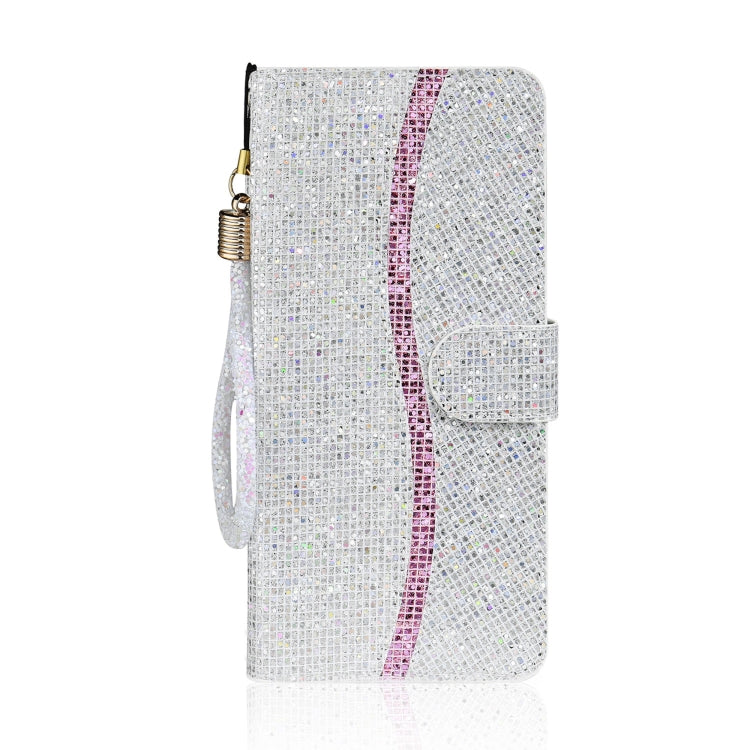 For Samsung Galaxy A12 Glitter Powder Horizontal Flip Leather Case with Card Slots & Holder & Lanyard(Silver) by buy2fix