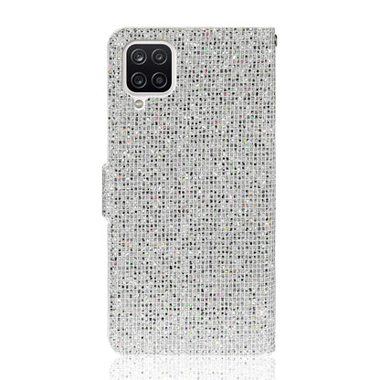 For Samsung Galaxy A12 Glitter Powder Horizontal Flip Leather Case with Card Slots & Holder & Lanyard(Silver) by buy2fix