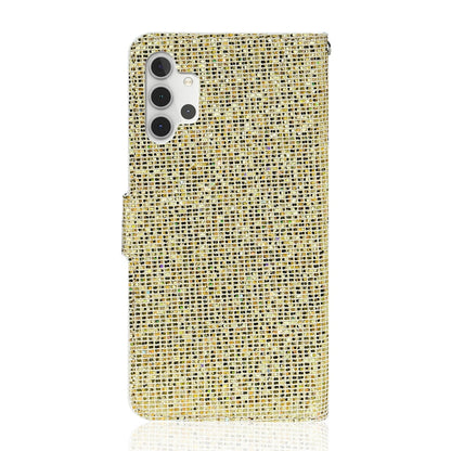 For Samsung Galaxy A32 4G Glitter Powder Horizontal Flip Leather Case with Card Slots & Holder & Lanyard(Gold) by buy2fix