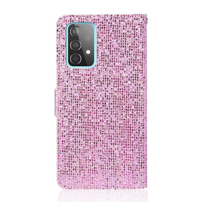 For Samsung Galaxy A52 5G / 4G Glitter Powder Horizontal Flip Leather Case with Card Slots & Holder & Lanyard(Pink) by buy2fix