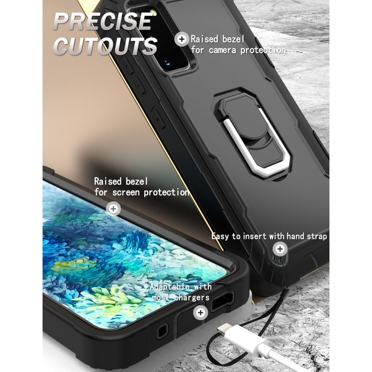 For Samsung Galaxy S20 FE / FE 5G PC + Rubber 3-layers Shockproof Protective Case with Rotating Holder(Black) by buy2fix