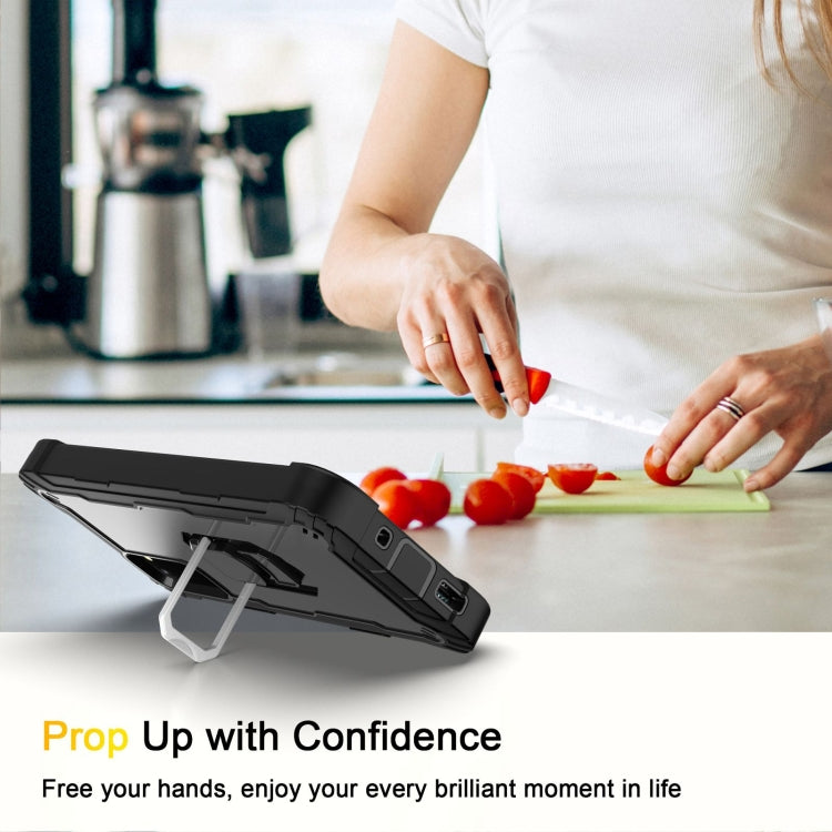 For Samsung Galaxy S20 FE / FE 5G PC + Rubber 3-layers Shockproof Protective Case with Rotating Holder(Black) by buy2fix