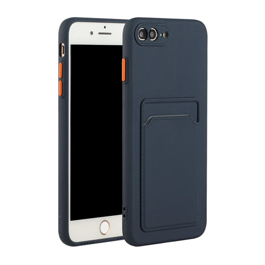 Card Slot Design Shockproof TPU Protective Case For iPhone 8 & 7(Dark Blue) - More iPhone Cases by buy2fix | Online Shopping UK | buy2fix