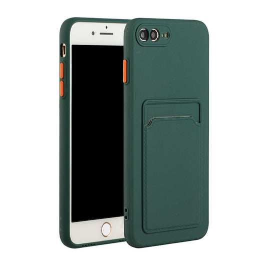 Card Slot Design Shockproof TPU Protective Case For iPhone 8 & 7(Dark Green) - More iPhone Cases by buy2fix | Online Shopping UK | buy2fix