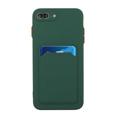 Card Slot Design Shockproof TPU Protective Case For iPhone 8 & 7(Dark Green) - More iPhone Cases by buy2fix | Online Shopping UK | buy2fix