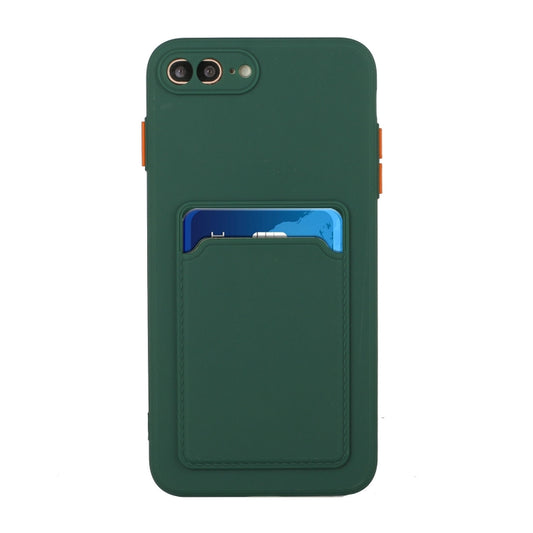 Card Slot Design Shockproof TPU Protective Case For iPhone 8 & 7(Dark Green) - More iPhone Cases by buy2fix | Online Shopping UK | buy2fix