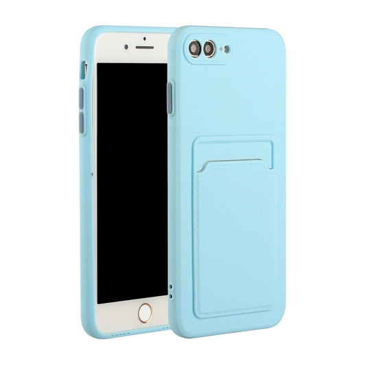 Card Slot Design Shockproof TPU Protective Case For iPhone 8 & 7(Sky Blue) - More iPhone Cases by buy2fix | Online Shopping UK | buy2fix