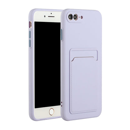 Card Slot Design Shockproof TPU Protective Case For iPhone 8 & 7(Purple) - More iPhone Cases by buy2fix | Online Shopping UK | buy2fix