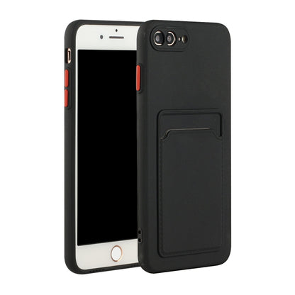 Card Slot Design Shockproof TPU Protective Case For iPhone 8 Plus & 7 Plus(Black) - More iPhone Cases by buy2fix | Online Shopping UK | buy2fix