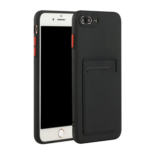 Card Slot Design Shockproof TPU Protective Case For iPhone 8 Plus & 7 Plus(Black) - More iPhone Cases by buy2fix | Online Shopping UK | buy2fix