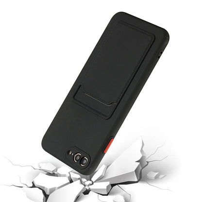 Card Slot Design Shockproof TPU Protective Case For iPhone 8 Plus & 7 Plus(Black) - More iPhone Cases by buy2fix | Online Shopping UK | buy2fix