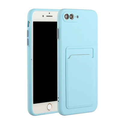 Card Slot Design Shockproof TPU Protective Case For iPhone 8 Plus & 7 Plus(Sky Blue) - More iPhone Cases by buy2fix | Online Shopping UK | buy2fix
