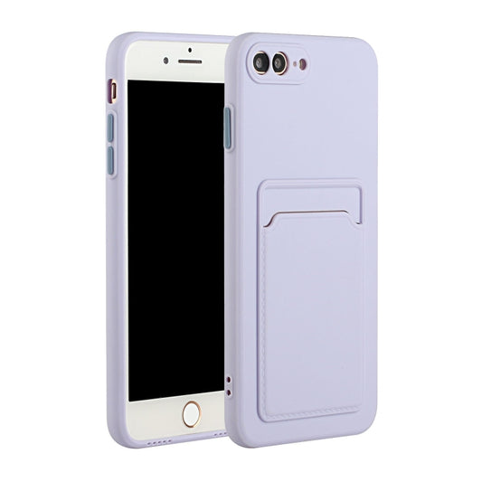 Card Slot Design Shockproof TPU Protective Case For iPhone 8 Plus & 7 Plus(Purple) - More iPhone Cases by buy2fix | Online Shopping UK | buy2fix